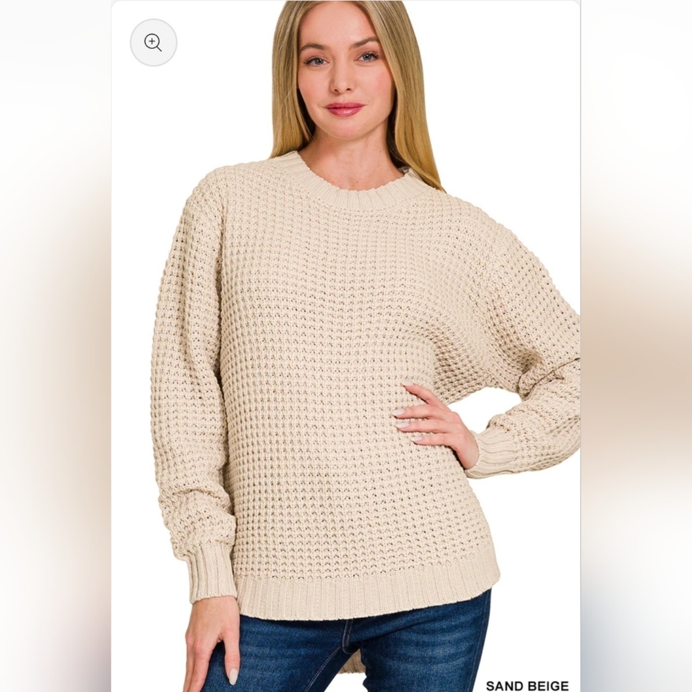 Women's Zenana Hi Low Waffle Sweater